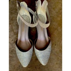 Silver sparkling flats